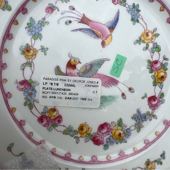 9 Antique Crescent Ware England Paradise Floral Porcelain Plate Dinnerware Mint - Picture 9 of 12